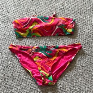 Sanctuary Pink and Green Bikini Set